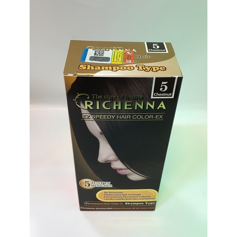 شامپو رنگ گیاهی شماره 5 (رنگ فندوقی) ریچنا محصولات - RICHENNA