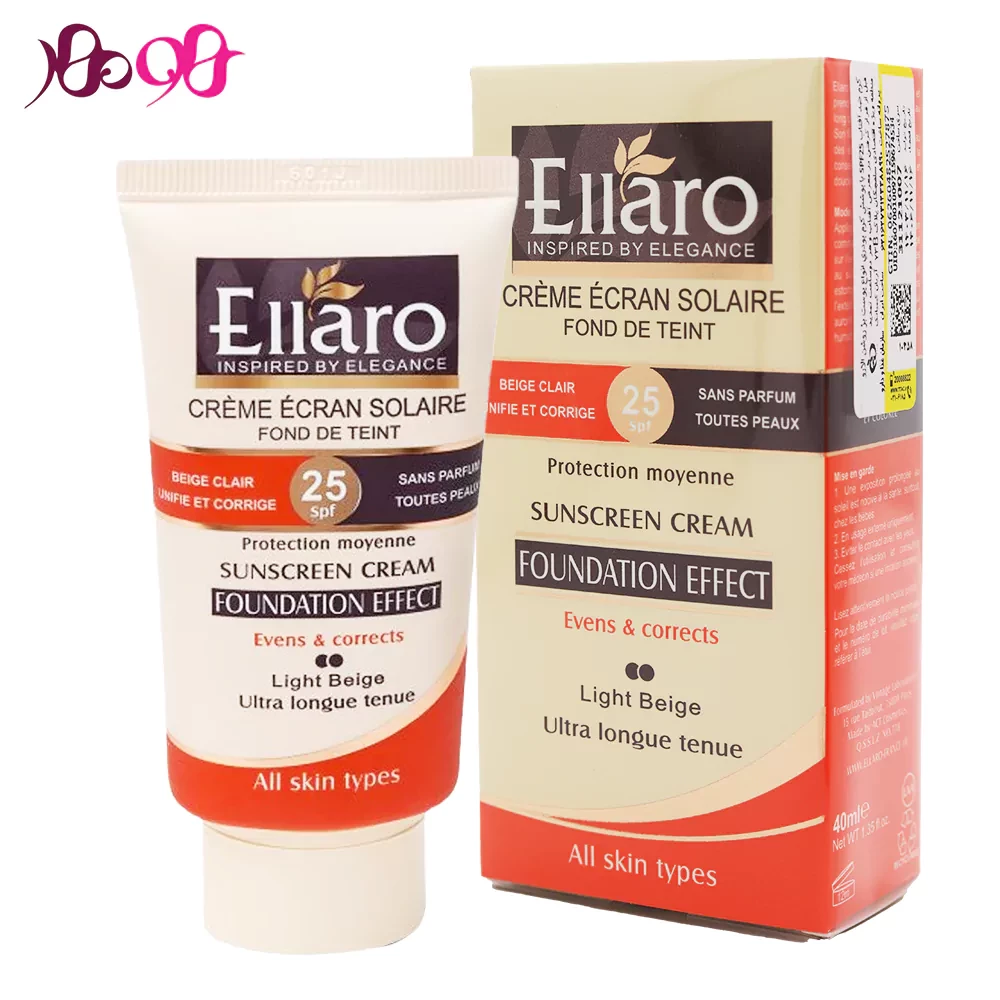 کرم-ضد-آفتاب-الارو-با-پوشش-کرم-پودر-بژ-روشن-ellaro-spf25