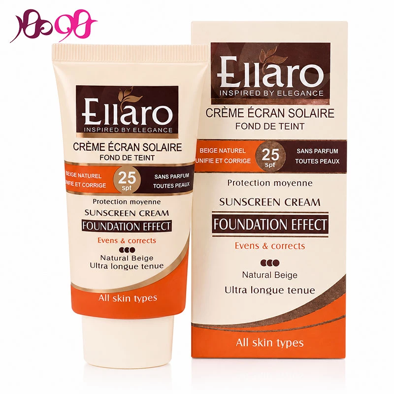 کرم-ضد-آفتاب-الارو-با-پوشش-کرم-پودر-بژ-طبیعی-ellaro-spf25