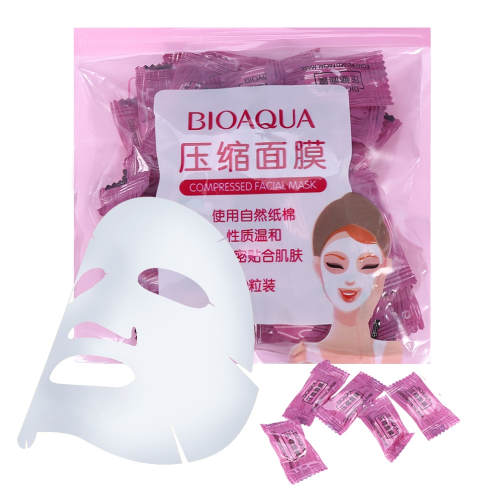 قرص-ماسک-صورت-فشرده-یکبار-مصرف-بسته-100-عددی-بیوآکوا-Bioaqua
