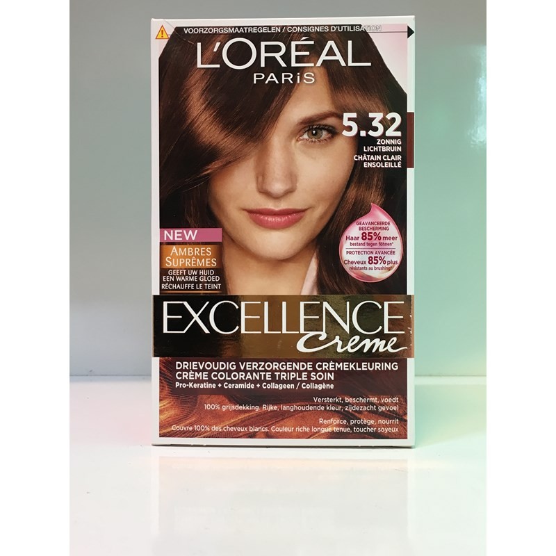 کیت رنگ مو اکسلانس قهوه ای برنزه شماره 5.32 لورال محصولات - LOREAL