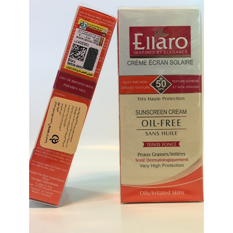 کرم ضد آفتاب فاقد چربی SPF50  (رنگ بژ طبیعی) الارو محصولات - Ellaro