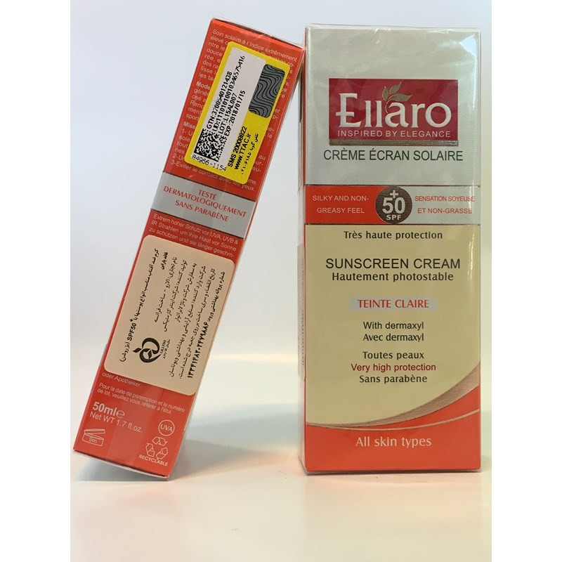 کرم ضد آفتاب مناسب انواع پوست ها SPF50  (رنگ بژ روشن) الارو محصولات - Ellaro