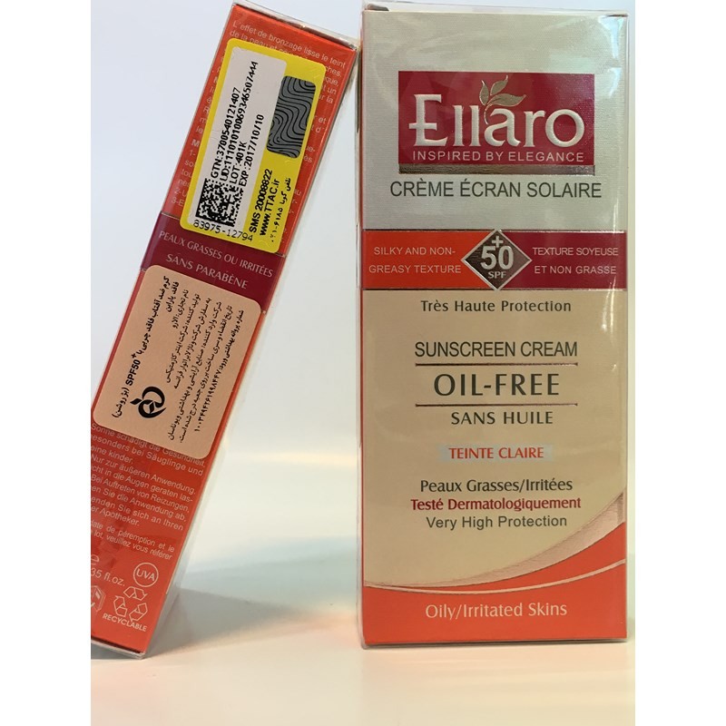 کرم ضد آفتاب فاقد چربی SPF50  (رنگ بژ روشن ) 50ml  الارو محصولات - Ellaro